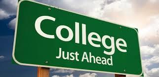 College Just Ahead sign