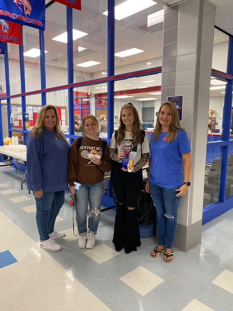 Jaelynne Seirer and Lacy Herndon pictured with Booster Club members Courtney Krug and Trisha Strobel. 